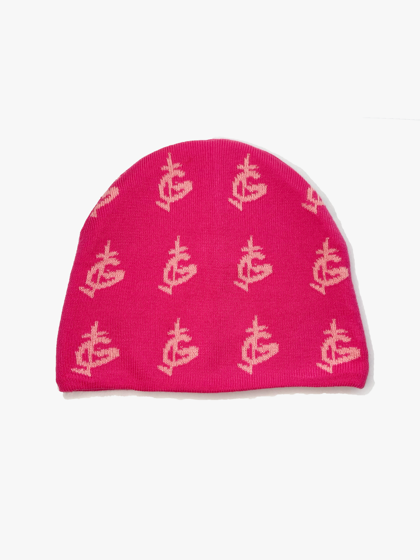Knitted Logo Monogram Beanie Pink